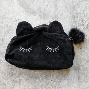 Cat eyelash velvet makeup bag pouch zippered